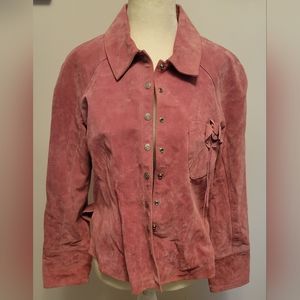 Y2K Live a Little Pink Real Suede Jacket Size L